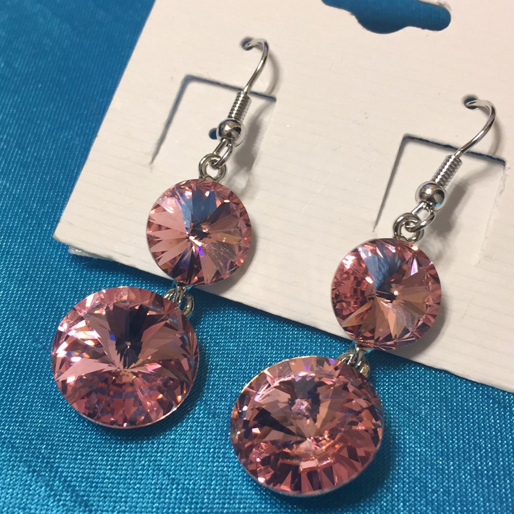 Pink Crystal Earrings 2”..